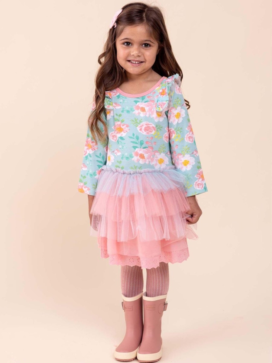 Girl'S Winter Clothes Watercolour | Lou Lou Blue Watercolour Dress