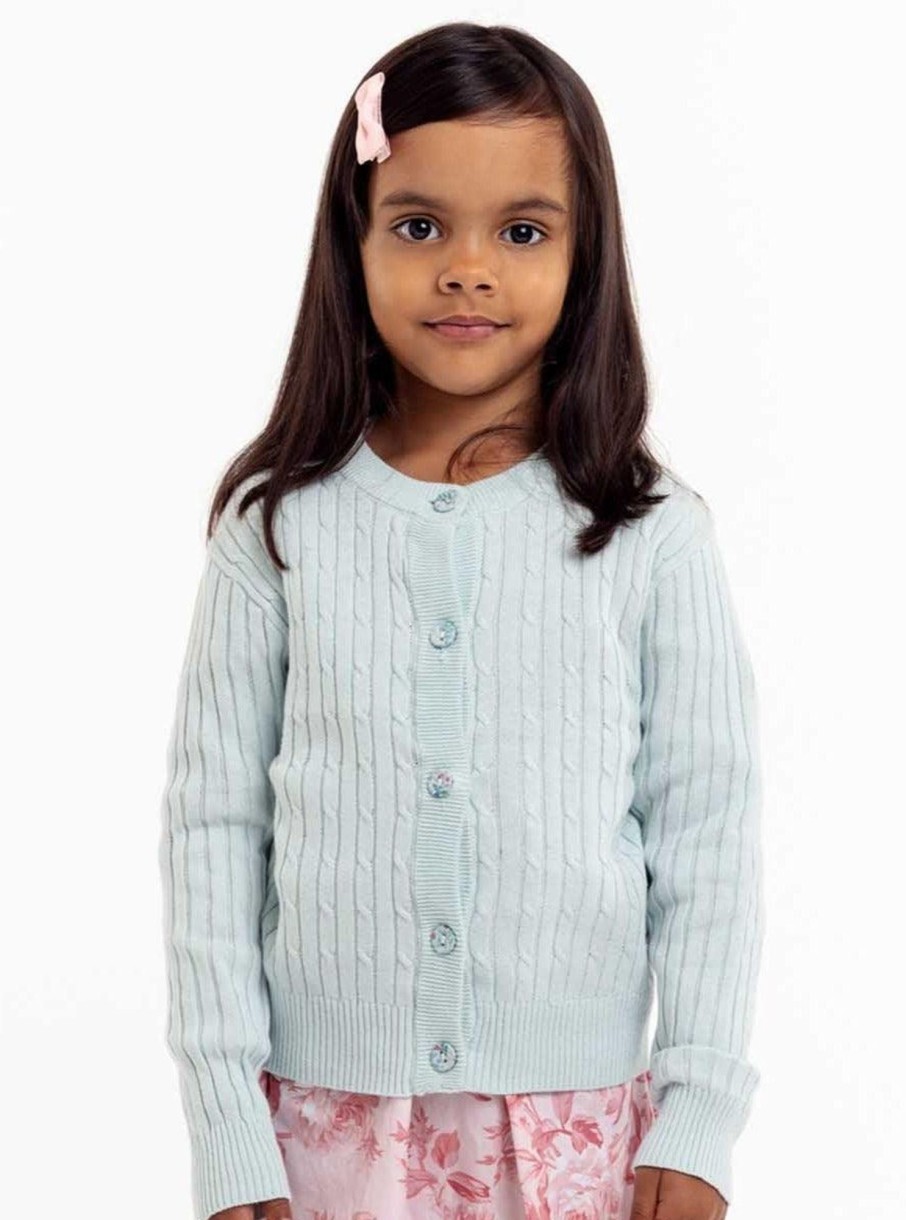 Girl'S Winter Clothes Knitwear | Maxine Starlight Blue Cardigan