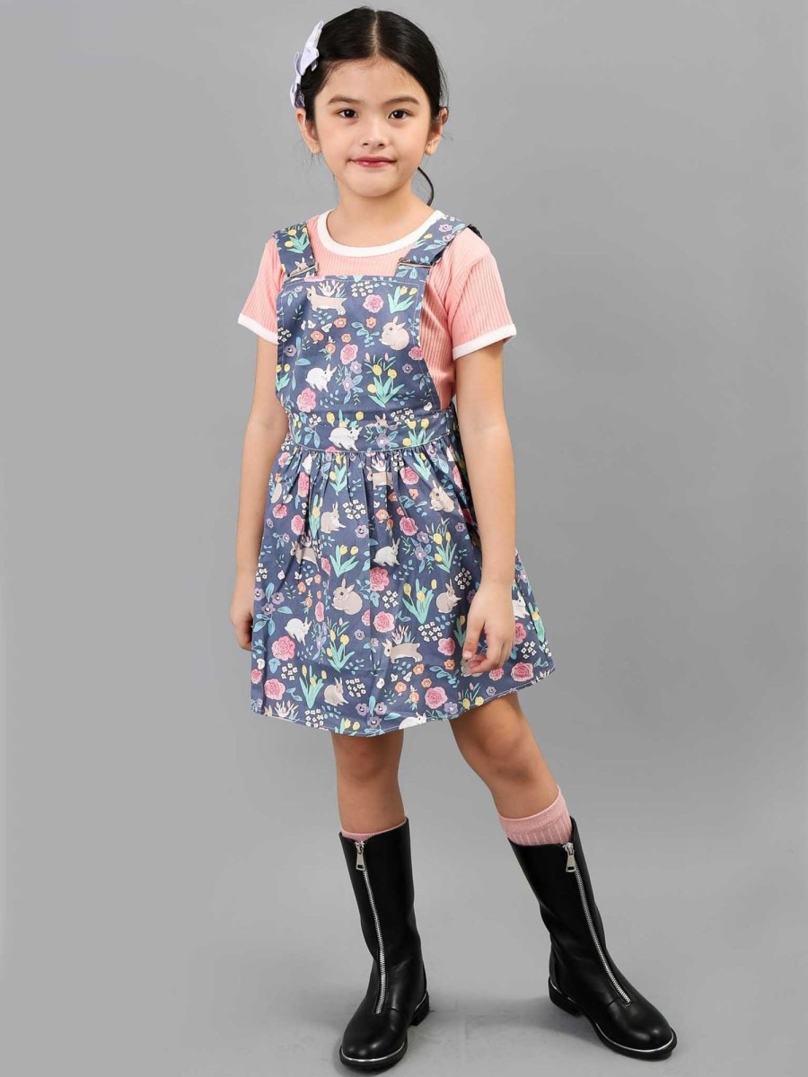 Girl'S Winter Clothes Blue Rabbit | Aaliyah Navy Rabbit Pinni Dress