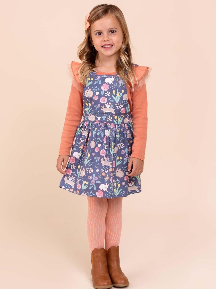 Girl'S Winter Clothes Blue Rabbit | Aaliyah Navy Rabbit Pinni Dress