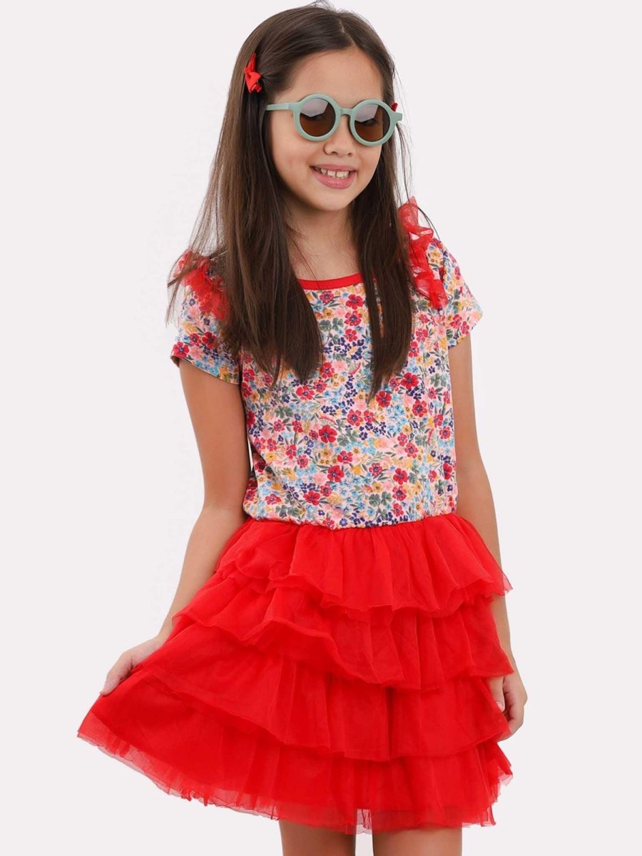 Girl'S Summer Clothes Pink Multifloral | Lou Lou Forest Flower Dress