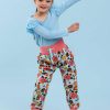 Girl'S Winter Clothes Retro Flower | Slouchy Blue Retro Flower Pants