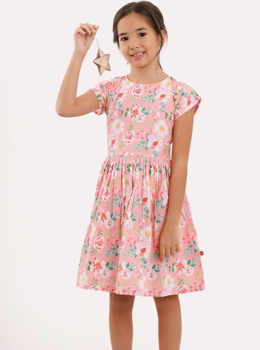 Girl'S Summer Clothes Watercolour | Angelina Pink Watercolour Dress