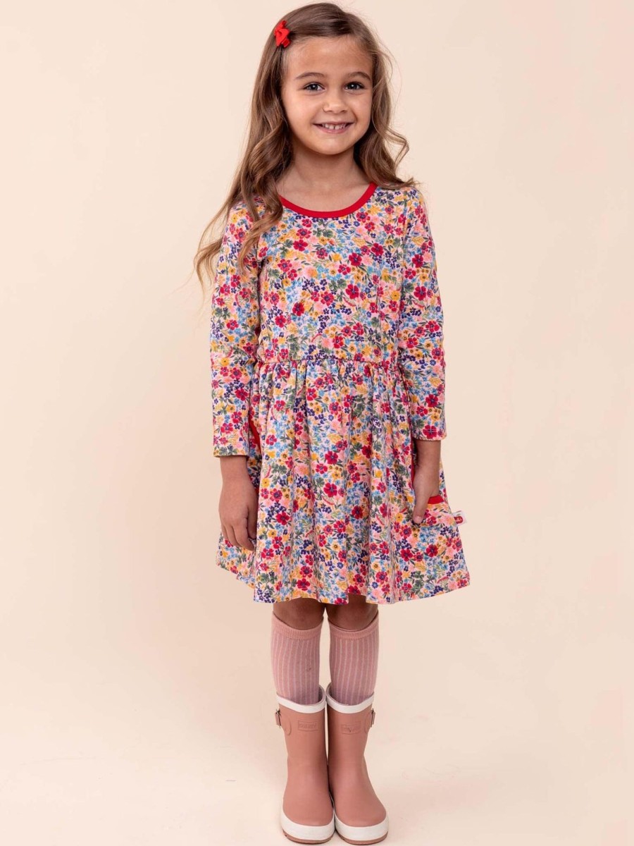 Girl'S Dresses Forest Flower | Emily Pink Forest Flower Jersey Dress