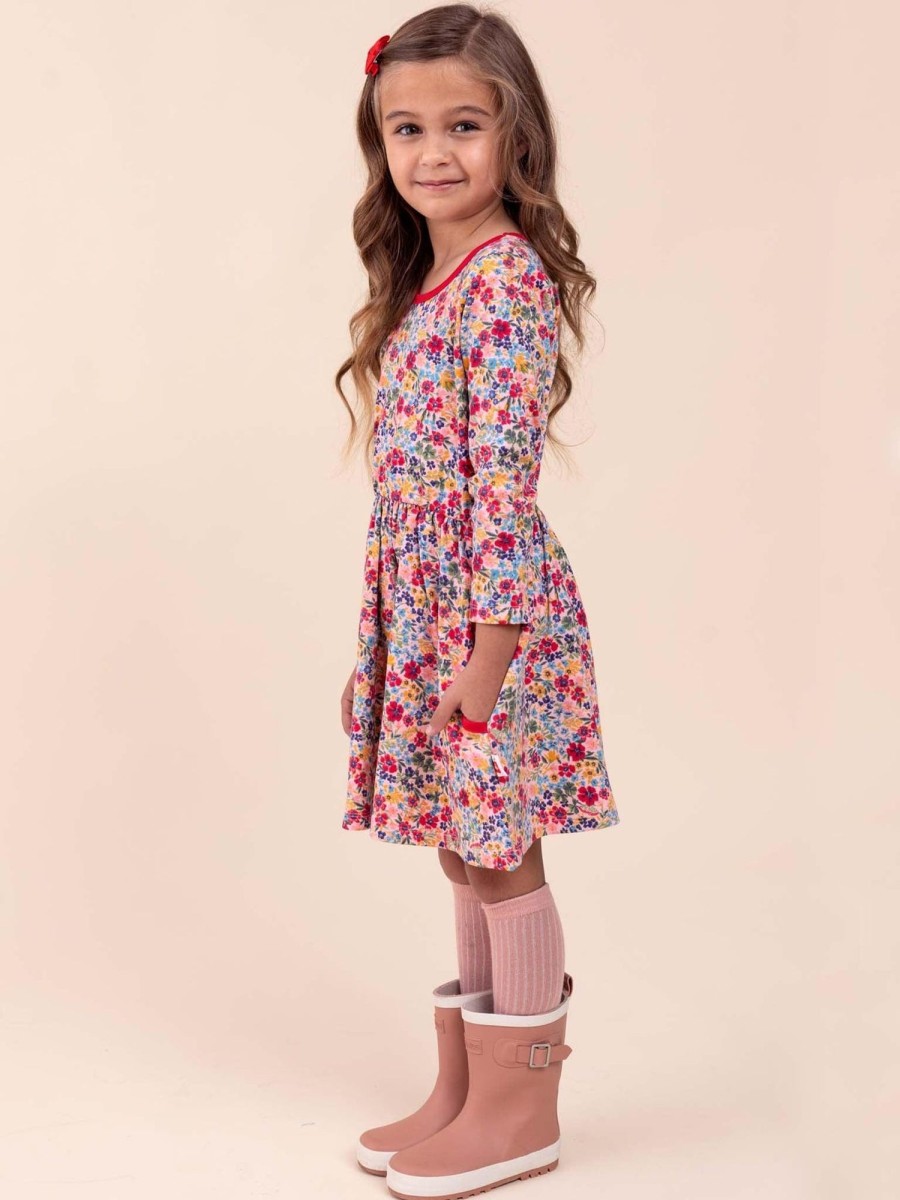 Girl'S Dresses Forest Flower | Emily Pink Forest Flower Jersey Dress