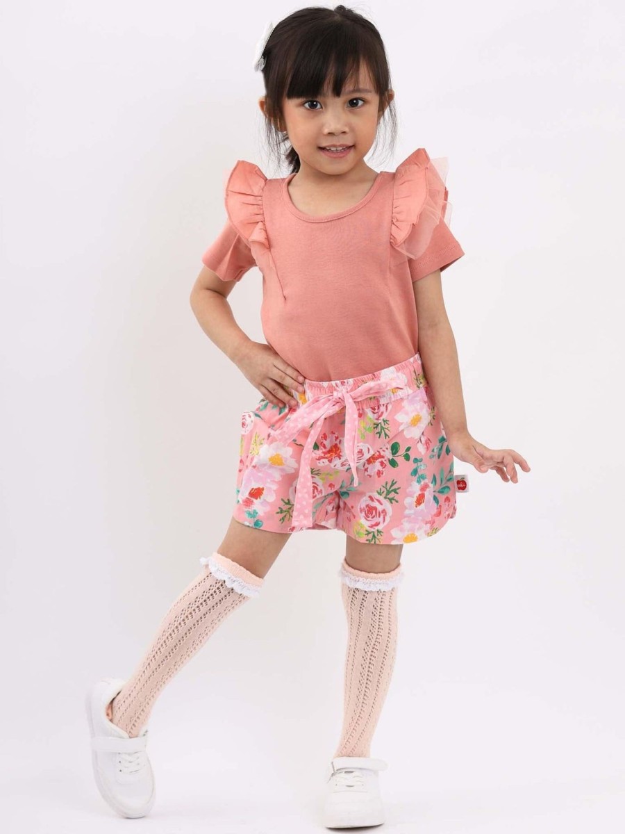 Girl'S Summer Clothes Watercolour | Lyla Pink Watercolour Shorts