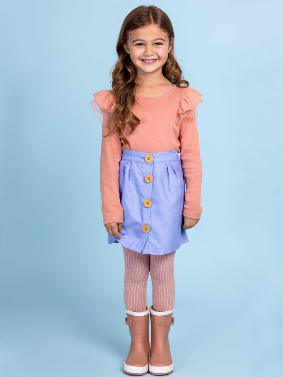 Girl'S Winter Clothes Red Rainbow | Chambray Button Skirt