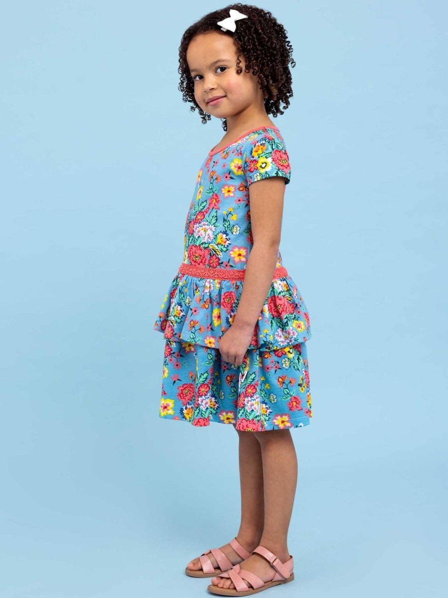 Girl'S Summer Clothes Cornflower | Cornflower Meadow Tiered Jersey Dress