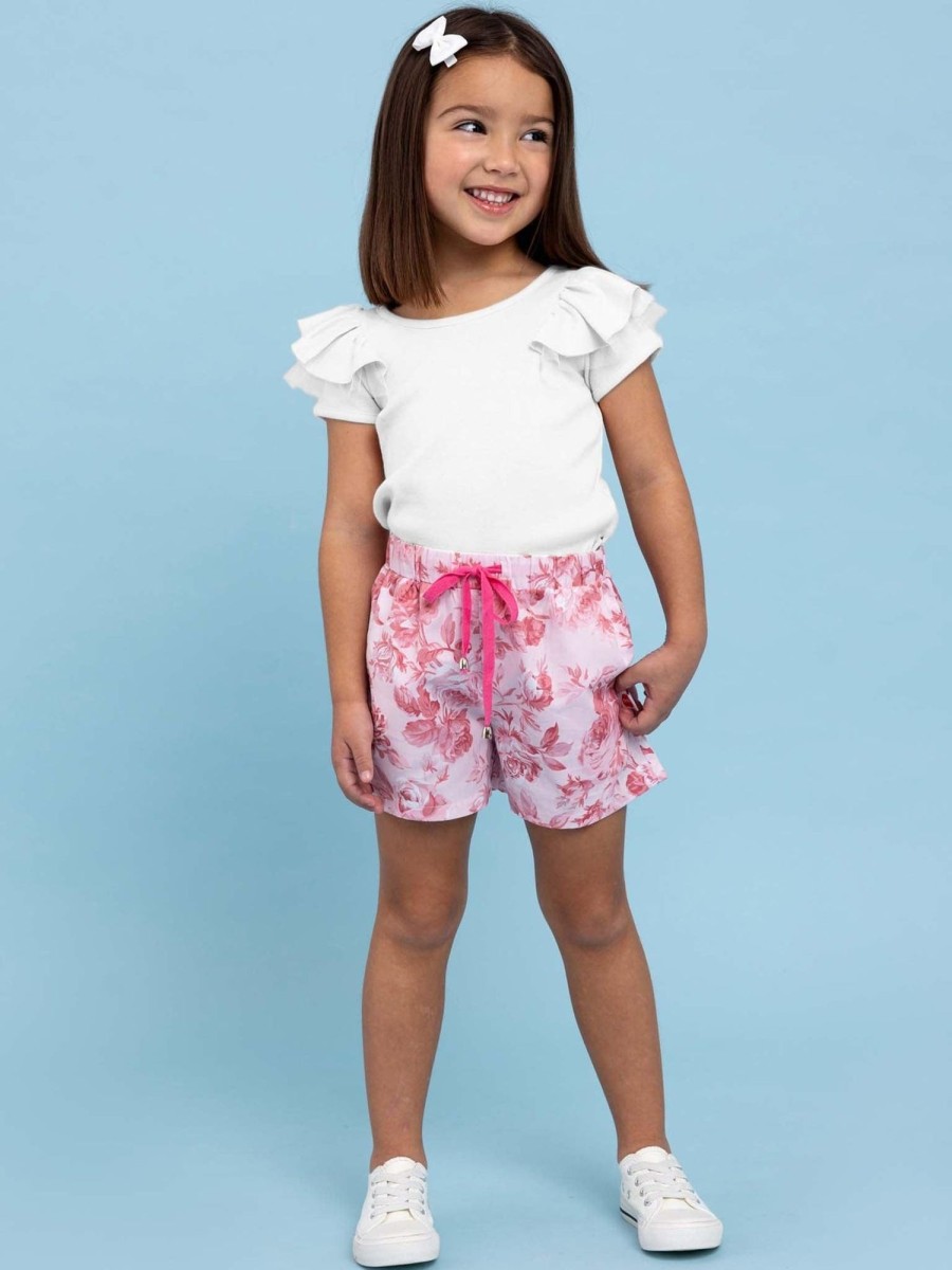 Girl'S Summer Clothes Pink Flower | Adele Renaissance Shorts