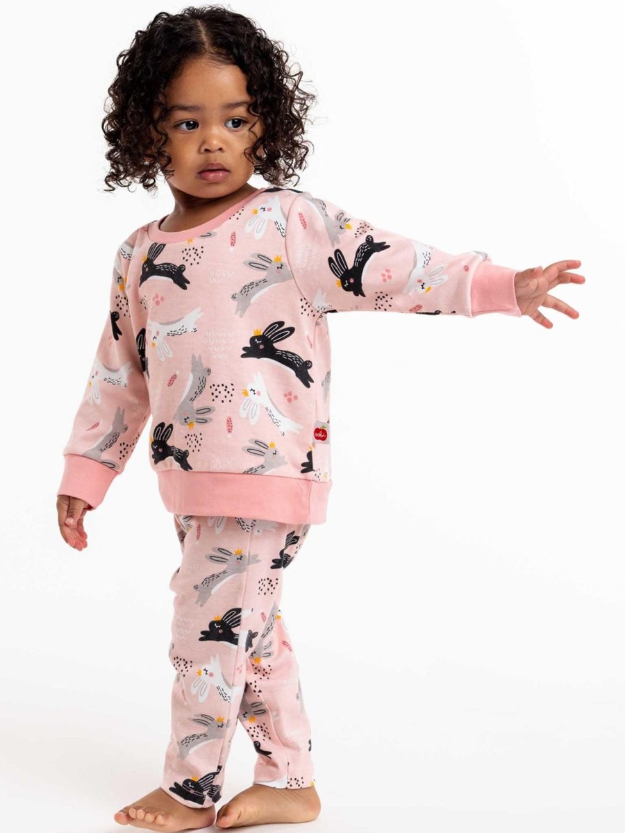 Girl'S Winter Clothes Pink Rabbit | Bunny Lounge Pants And Tee Set