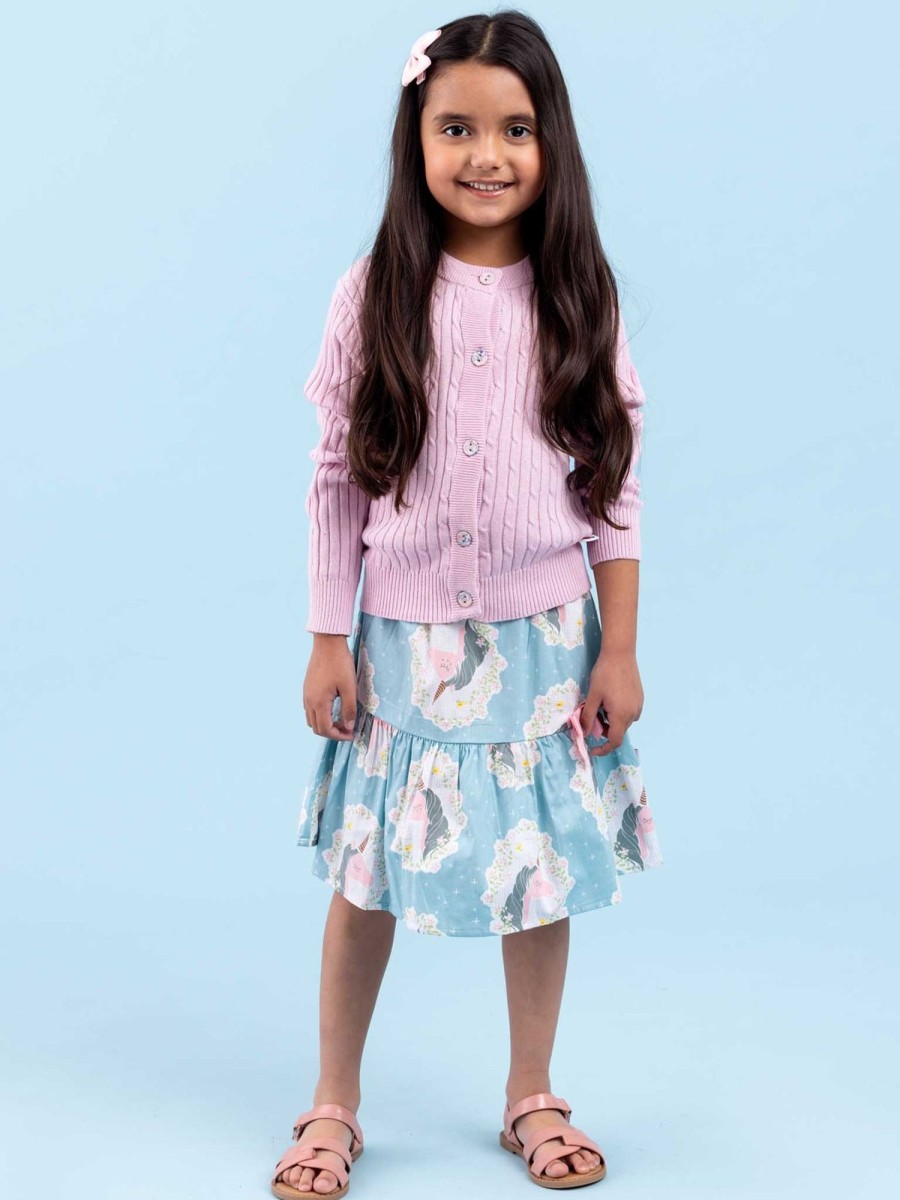 Girl'S Summer Clothes Blue Unicorn | Magical Unicorn Blue Ruffle Skirt