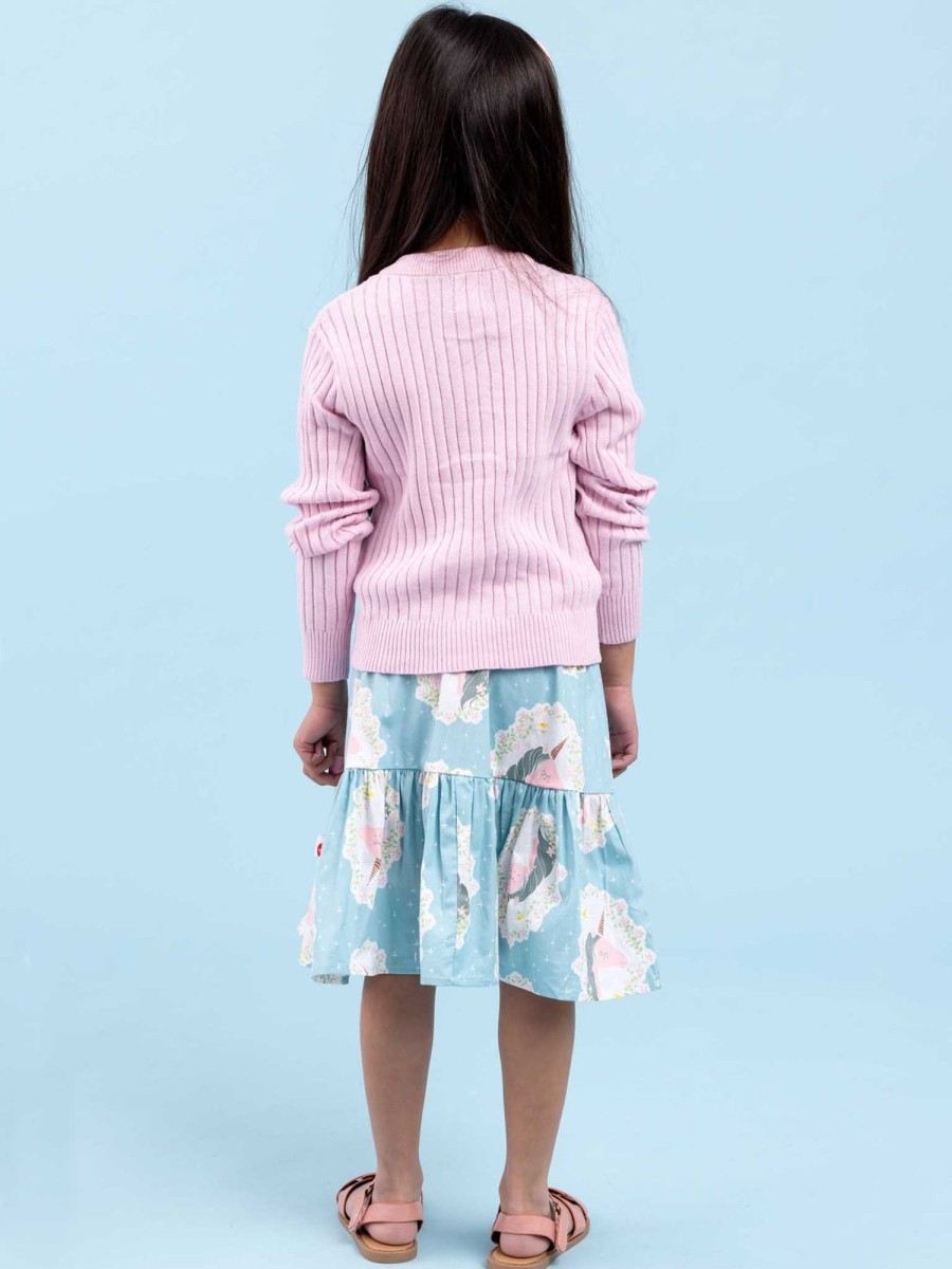 Girl'S Summer Clothes Blue Unicorn | Magical Unicorn Blue Ruffle Skirt