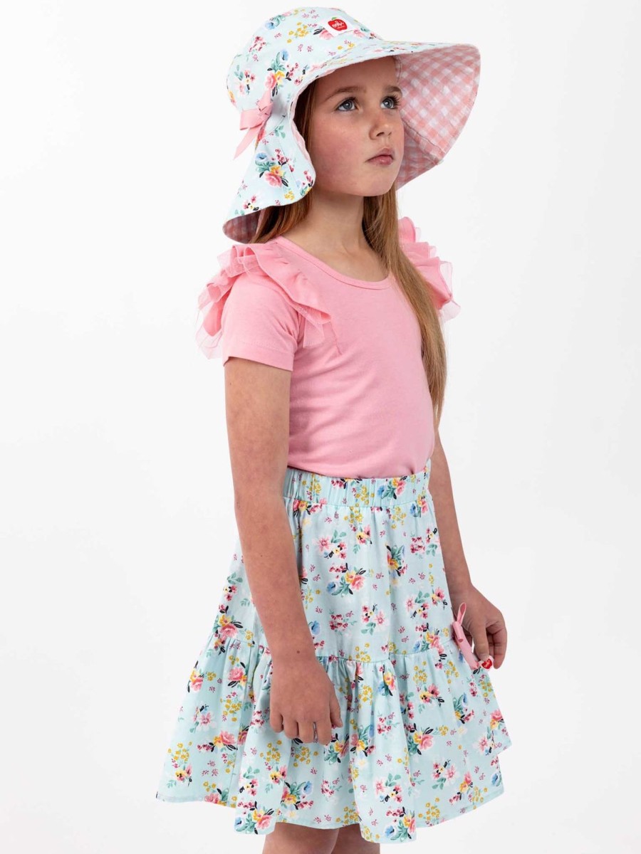 Girl'S Summer Clothes Blue Floral | Vintage Blue Floral Ruffle Skirt