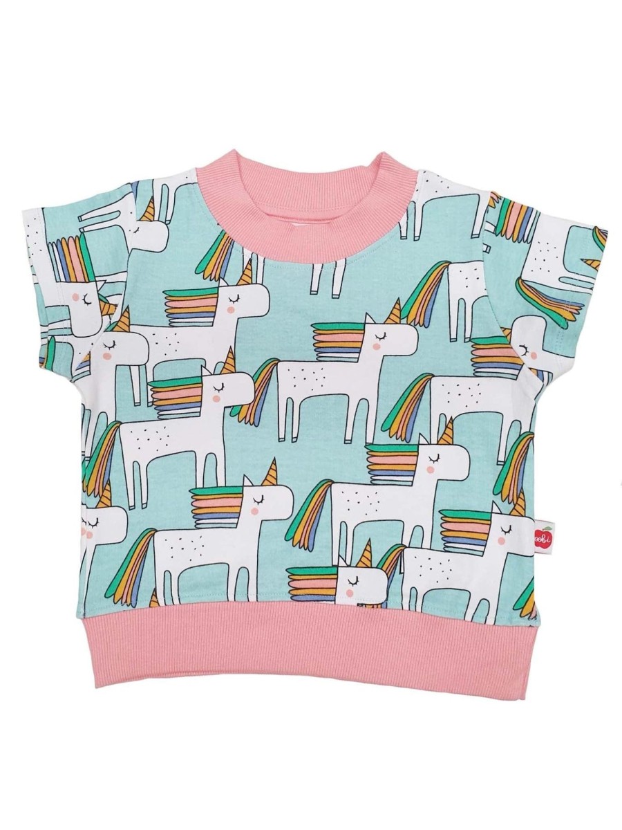 Girl'S Summer Clothes Unicorn | Short Sleeve Blue Unicorn Tee