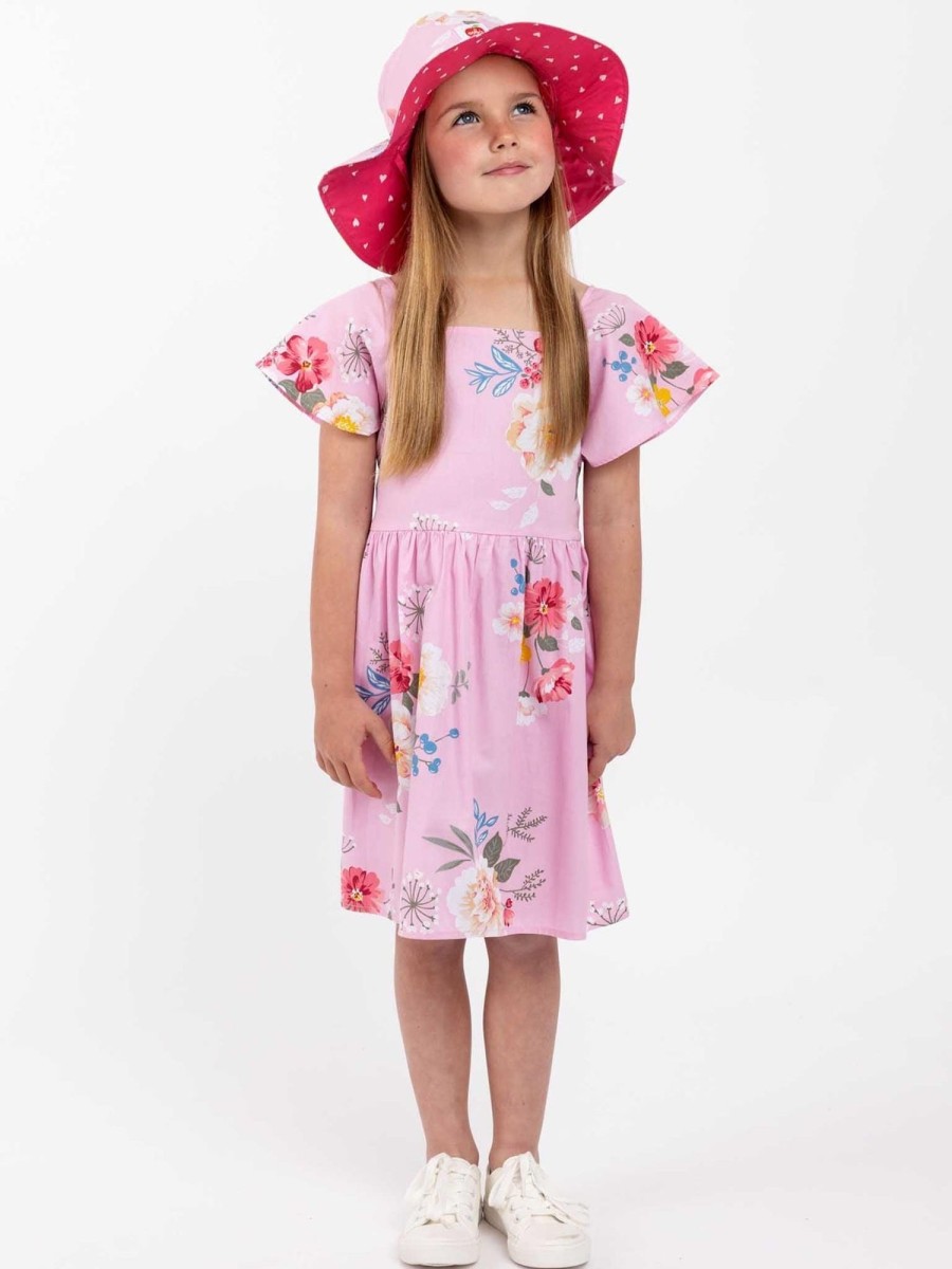 Girl'S Summer Clothes Pink Floral | Chloe Hat Pink Floral