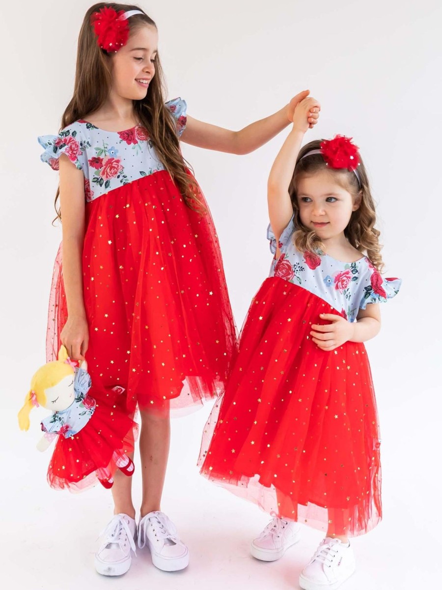 Girl'S Dresses Blue Rose | Luna Blue Rose Dress