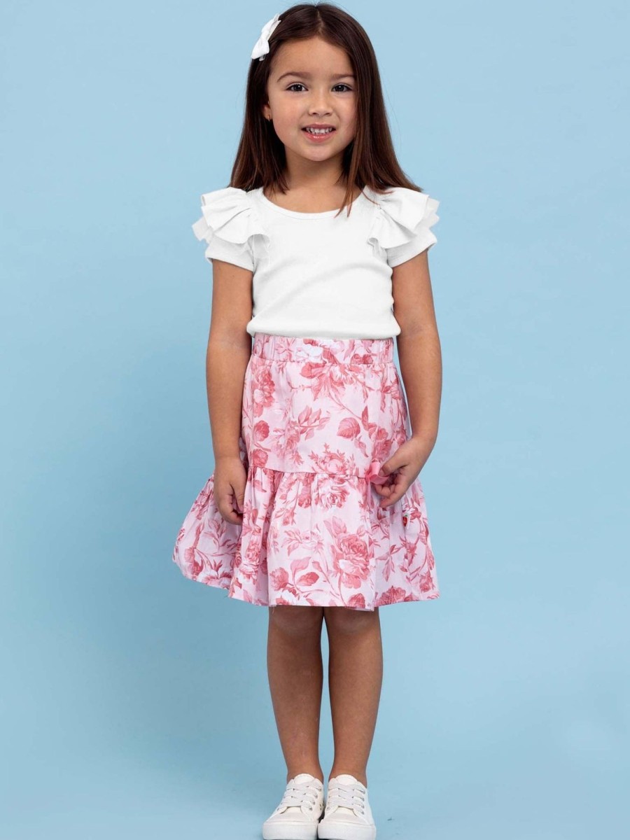 Girl'S Summer Clothes Pink Flower | Renaissance Ruffle Skirt