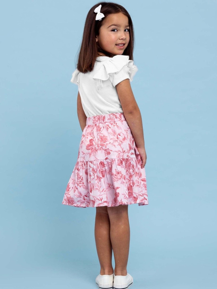 Girl'S Summer Clothes Pink Flower | Renaissance Ruffle Skirt