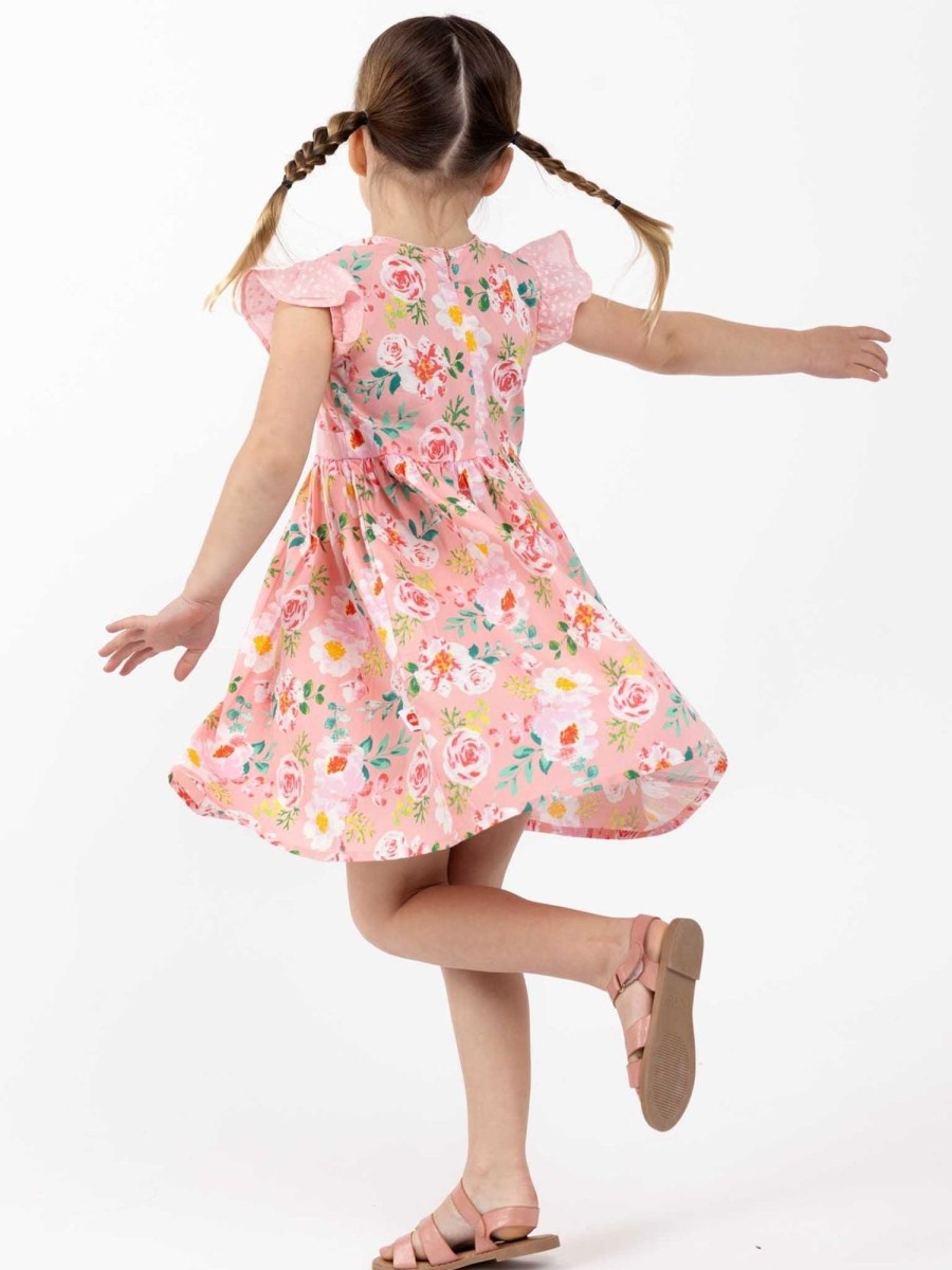 Girl'S Summer Clothes Watercolour | Adriana Pink Watercolour Dress