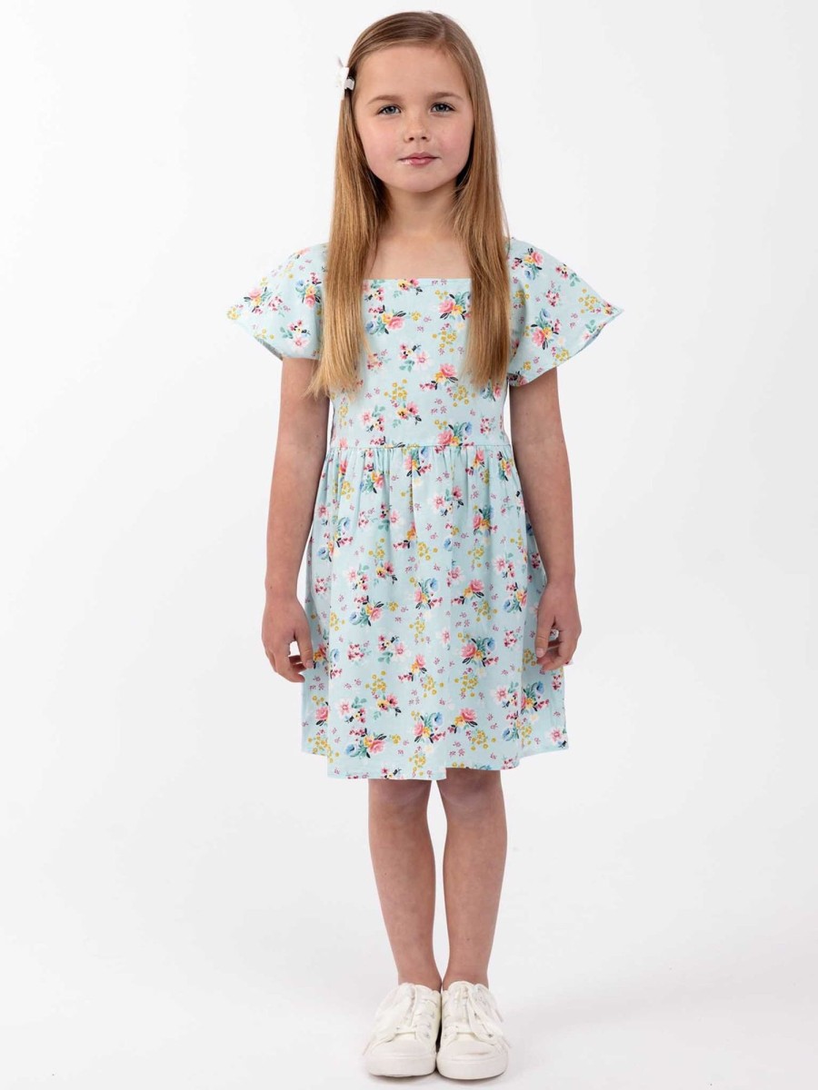 Girl'S Summer Clothes Blue Floral | Amity Dress Vintage Blue Floral