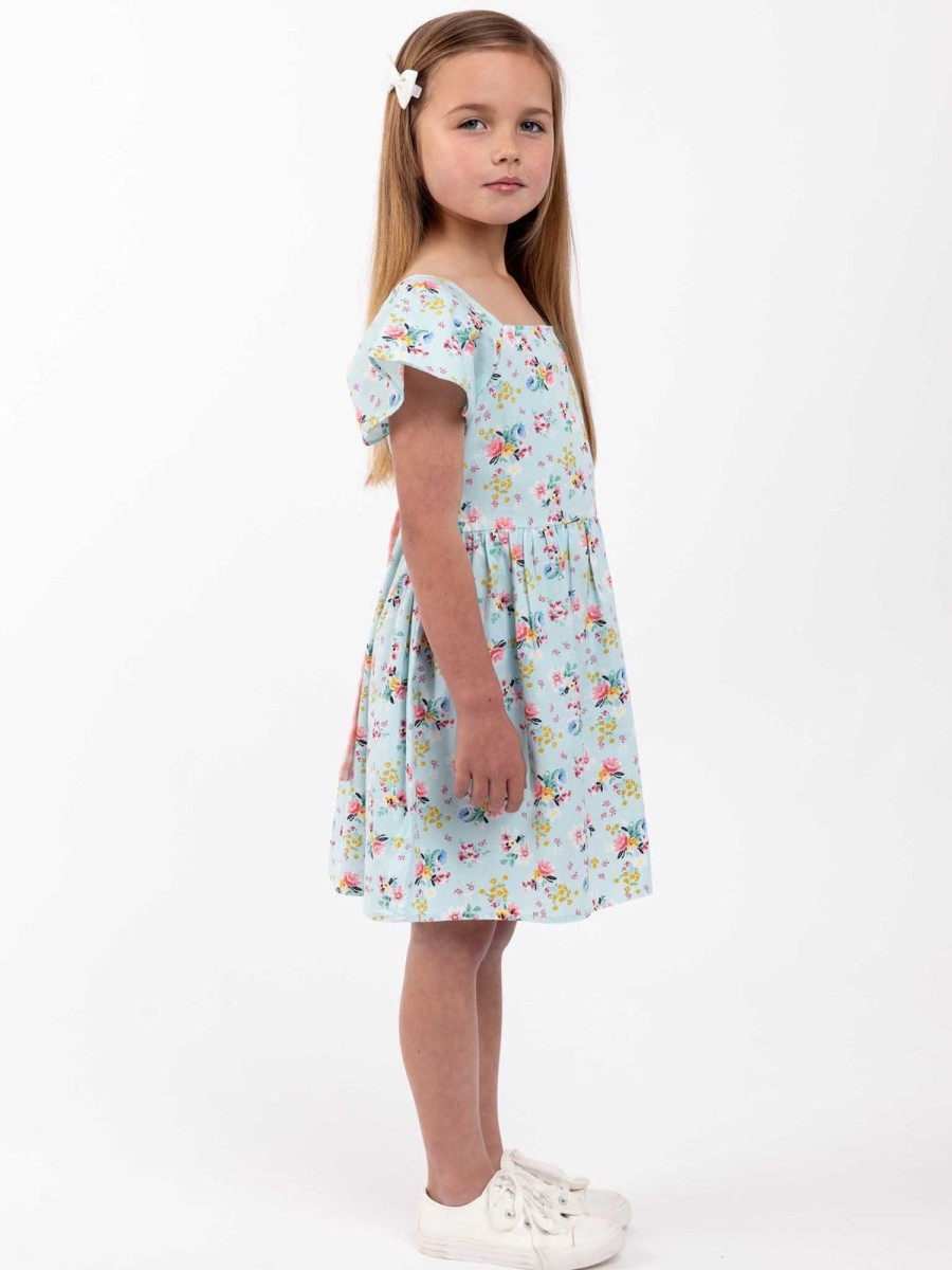 Girl'S Summer Clothes Blue Floral | Amity Dress Vintage Blue Floral