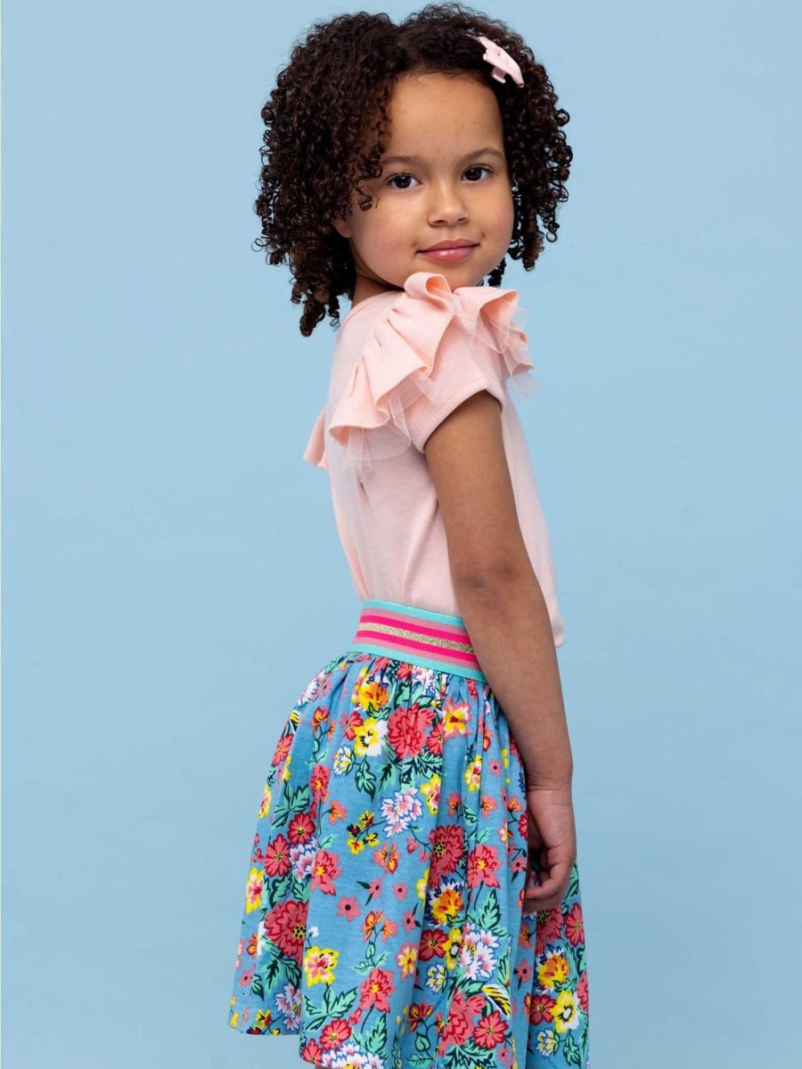 Girl'S Summer Clothes Retro Flower | Cornflower Meadow Jersey Skirt