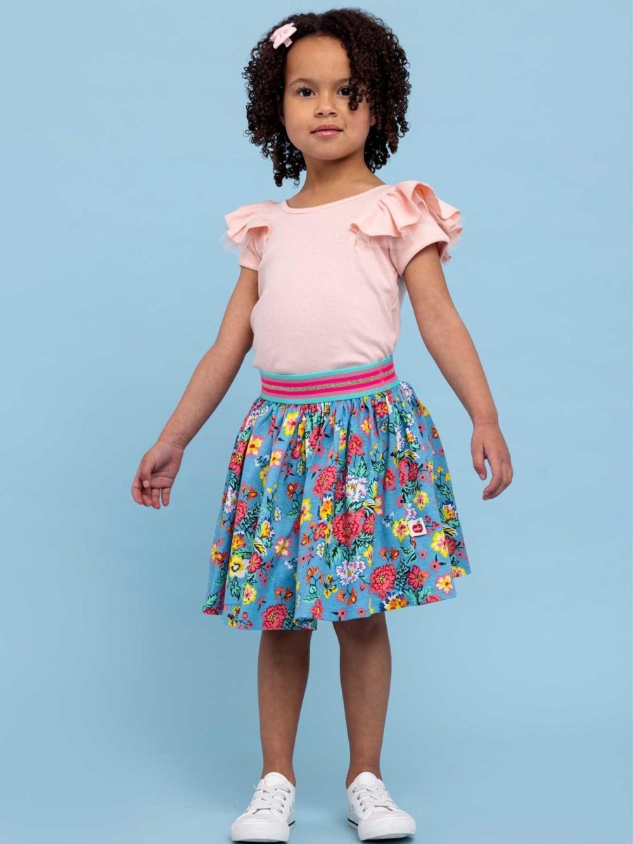 Girl'S Summer Clothes Retro Flower | Cornflower Meadow Jersey Skirt