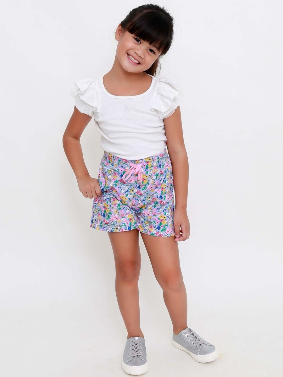 Girl'S Summer Clothes Purple Floral | Adele Lilac Meadow Shorts