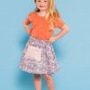 Girl'S Summer Clothes Blue Flower | Poppet Dusky Jacaranda Pocket Skirt