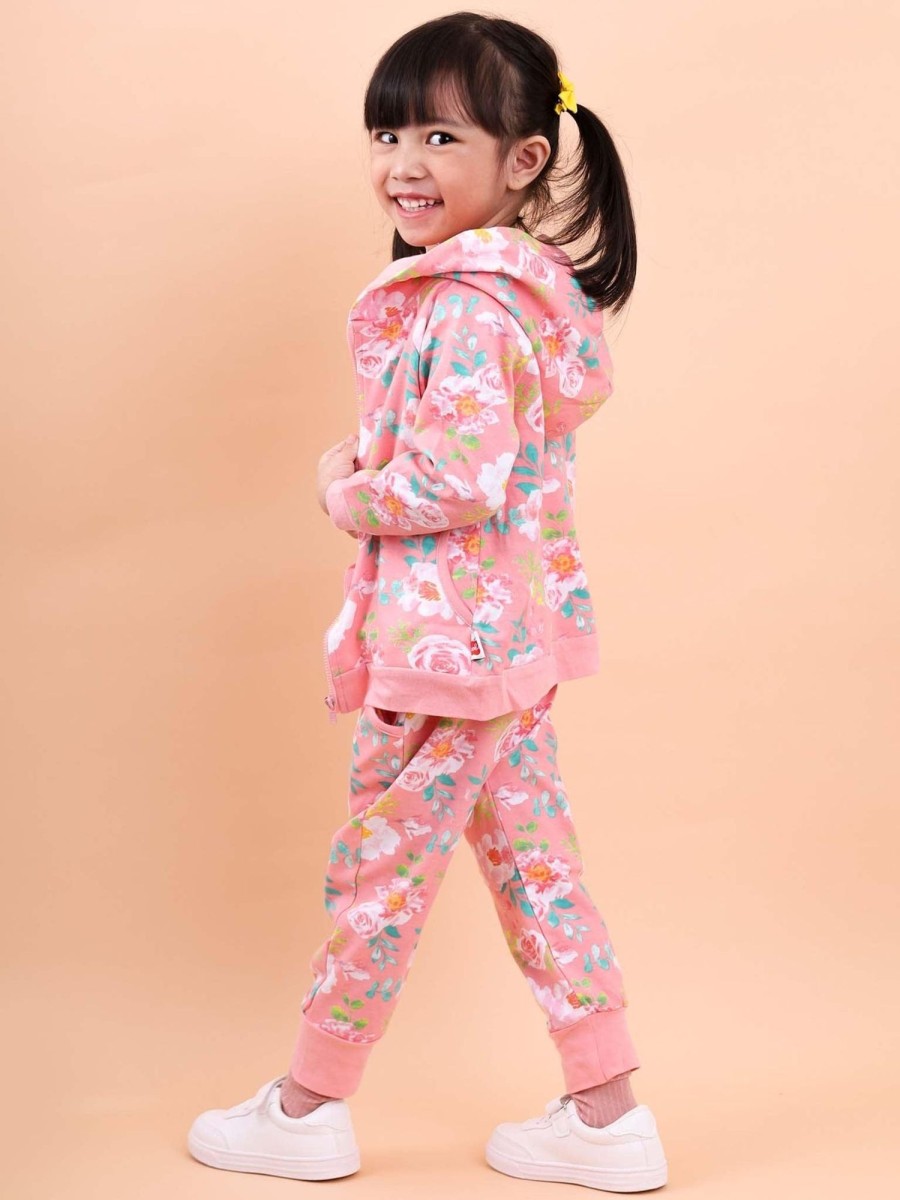 Girl'S Winter Clothes Watercolour | Pink Watercolour Hoodie And Pants Set