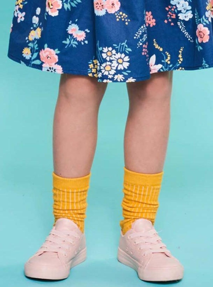 Girl'S Winter Clothes Essentials | Mustard Midi Scrunch Sock With Grippy Soles