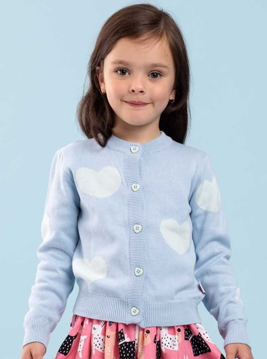 Girl'S Winter Clothes Knitwear | Maxine Starlight Hearts Cotton Cardigan