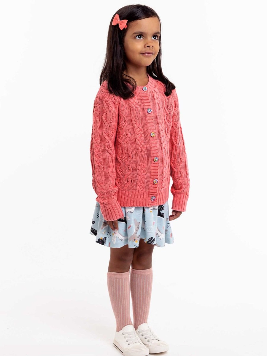 Girl'S Winter Clothes Knitwear | Willow Geranium Pink Cotton Cardigan