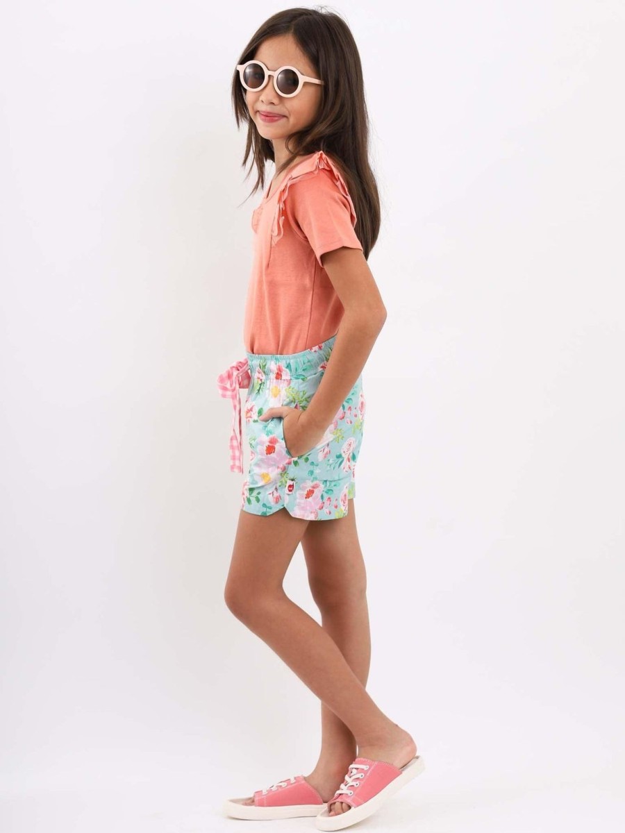 Girl'S Summer Clothes Watercolour | Lyla Blue Watercolour Shorts