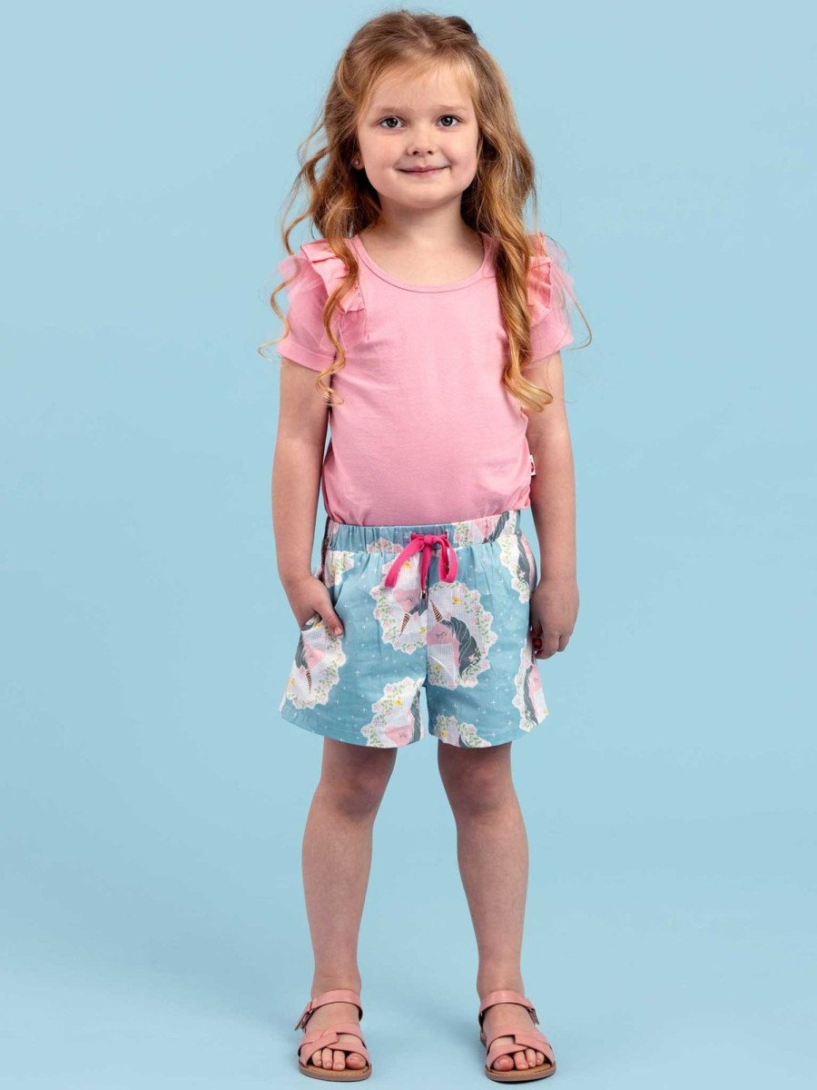 Girl'S Summer Clothes Blue Unicorn | Adele Blue Unicorn Shorts