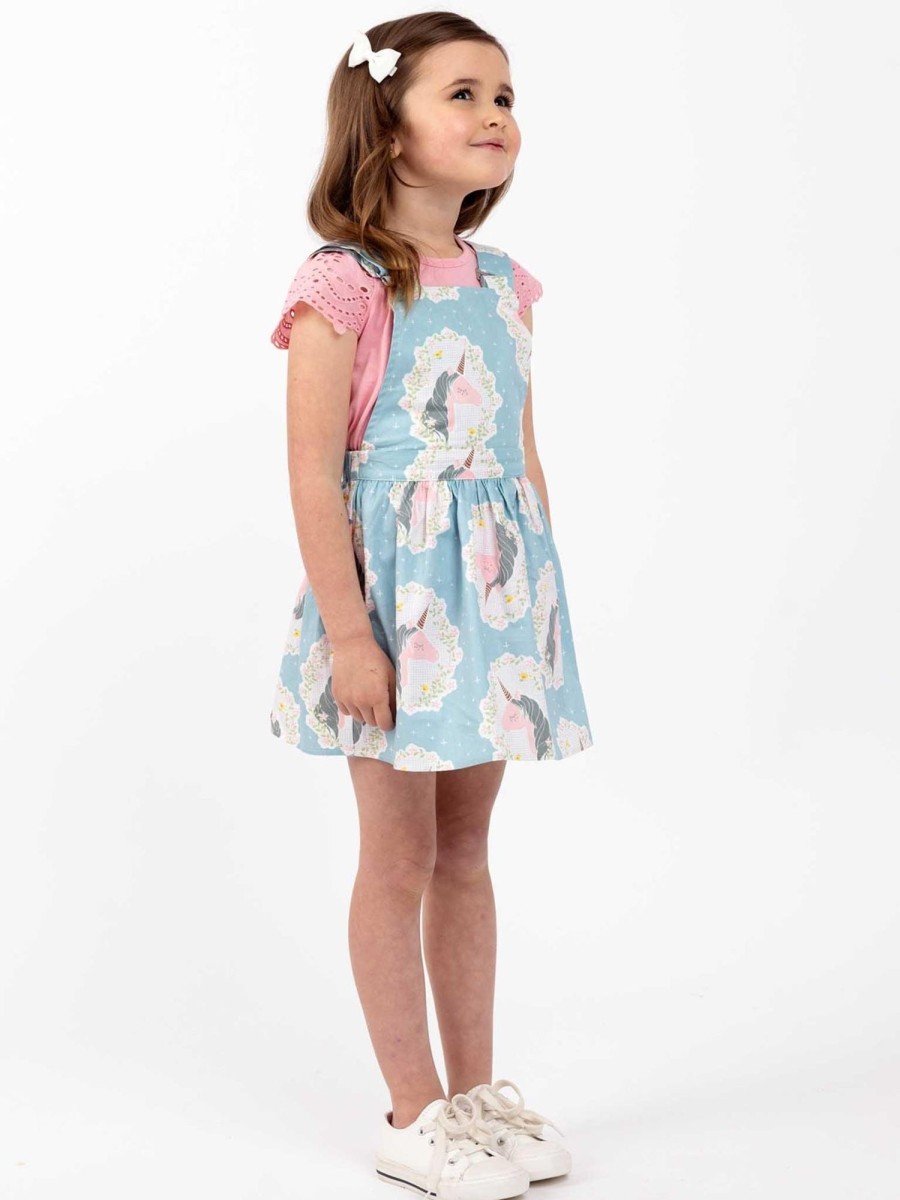 Girl'S Summer Clothes Blue Unicorn | Blue Unicorn Pinni Dress