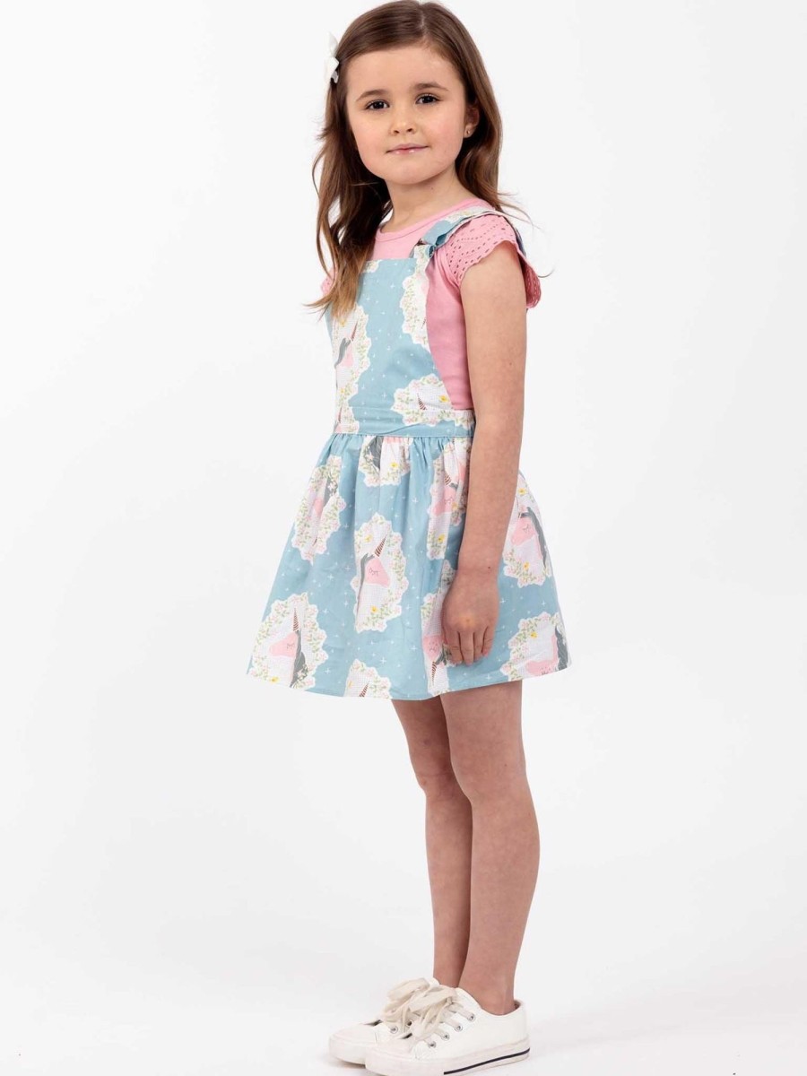 Girl'S Summer Clothes Blue Unicorn | Blue Unicorn Pinni Dress