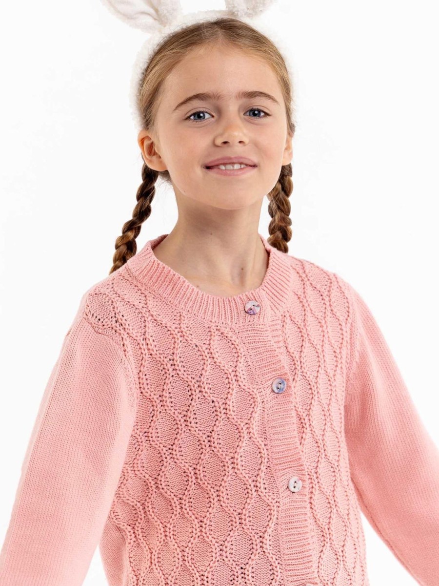 Girl'S Winter Clothes Knitwear | Audrina Pink Icing Cotton Cardigan