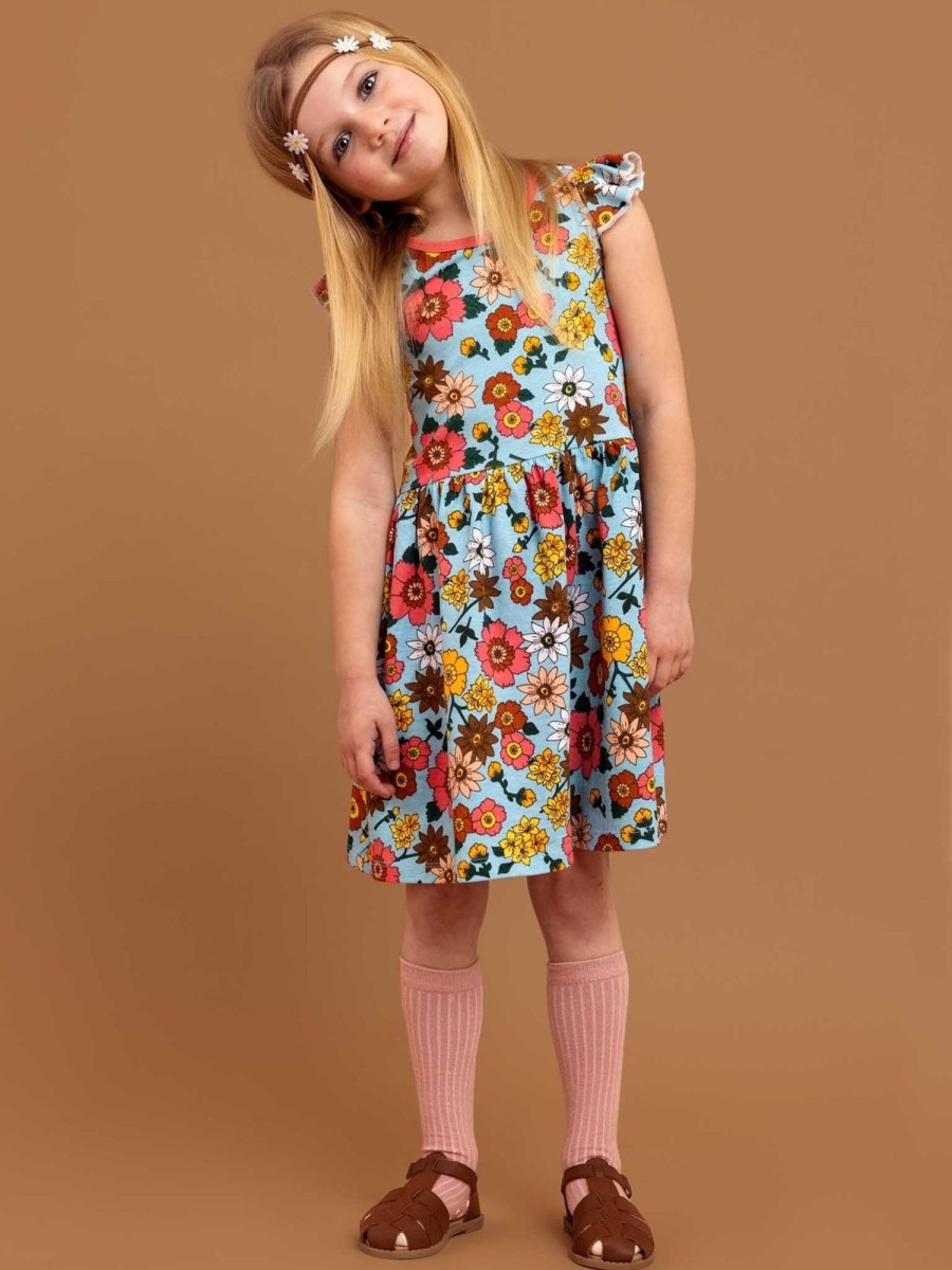 Girl'S Summer Clothes Retro Flower | Sky 1960S Flower Mabel Dress