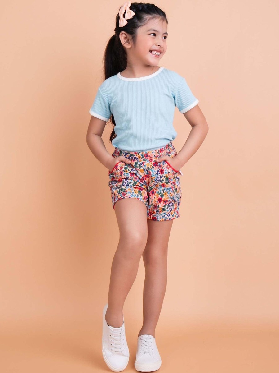 Girl'S Summer Clothes Pink Multifloral | Marnie Pink Forest Flower Shorts