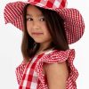 Girl'S Summer Clothes Red Check | Red Check Chloe Hat