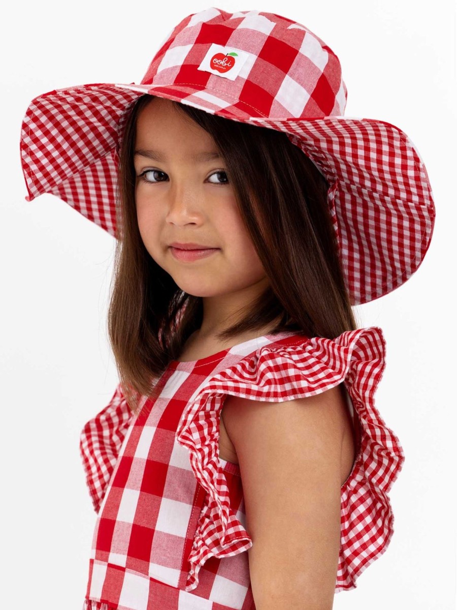 Girl'S Summer Clothes Red Check | Red Check Chloe Hat