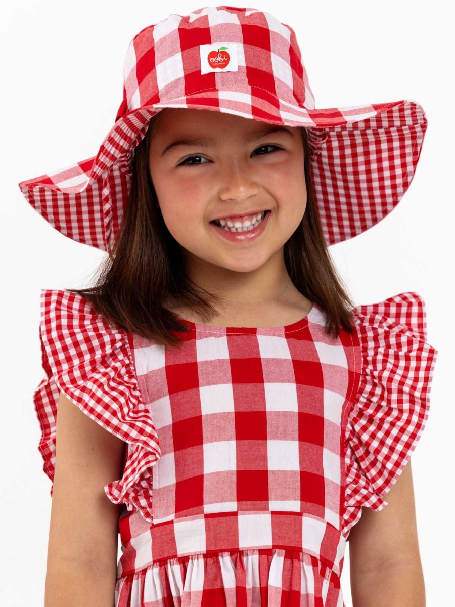 Girl'S Summer Clothes Red Check | Red Check Chloe Hat