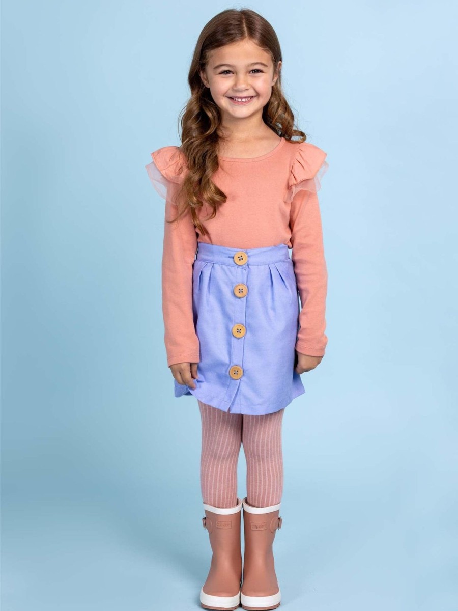 Girl'S Winter Clothes Essentials | Dusky Pink Rib Tights