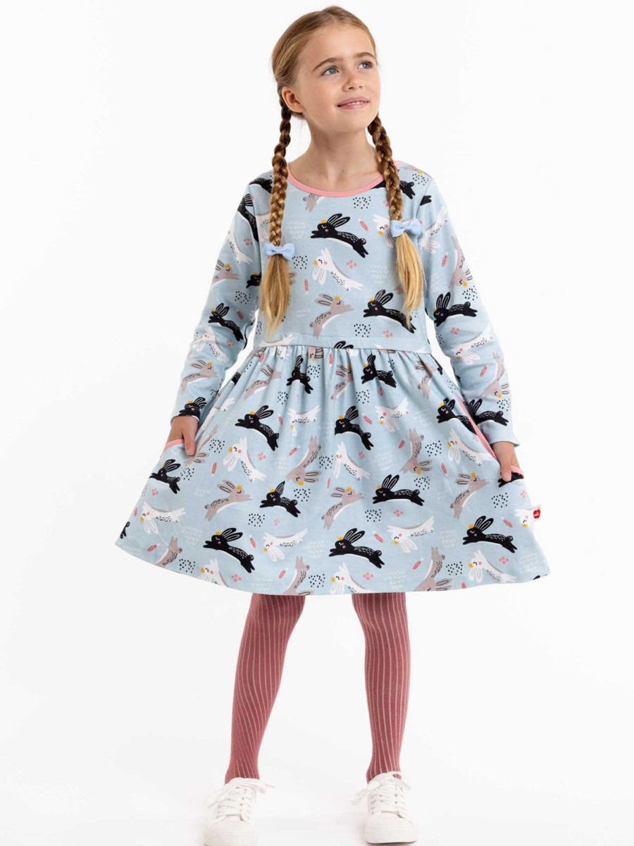 Girl'S Winter Clothes Blue Rabbit | Elsa Jersey Bunny Dress