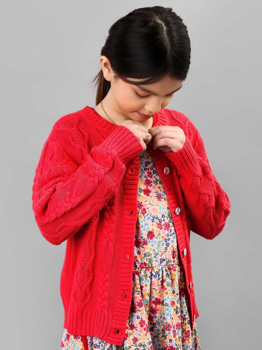 Cardigans Knitwear | Willow Deep Red Cotton Cardigan