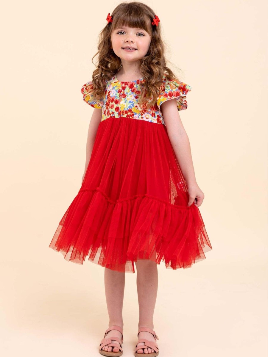 Girl'S Summer Clothes Red Floral | Vivienne Red Wildflower Dress