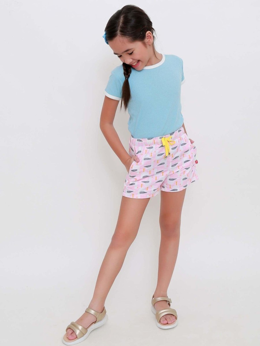 Girl'S Summer Clothes Seagull | Adele Pink Seagull Shorts