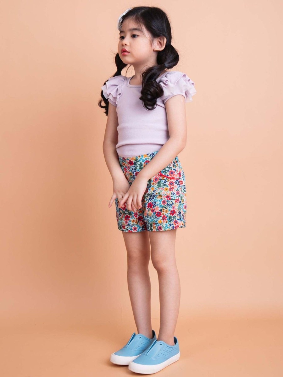 Girl'S Summer Clothes Blue Multifloral | Marnie Blue Forest Flower Shorts