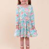 Girl'S Winter Clothes Watercolour | Emily Blue Watercolour Jersey Dress